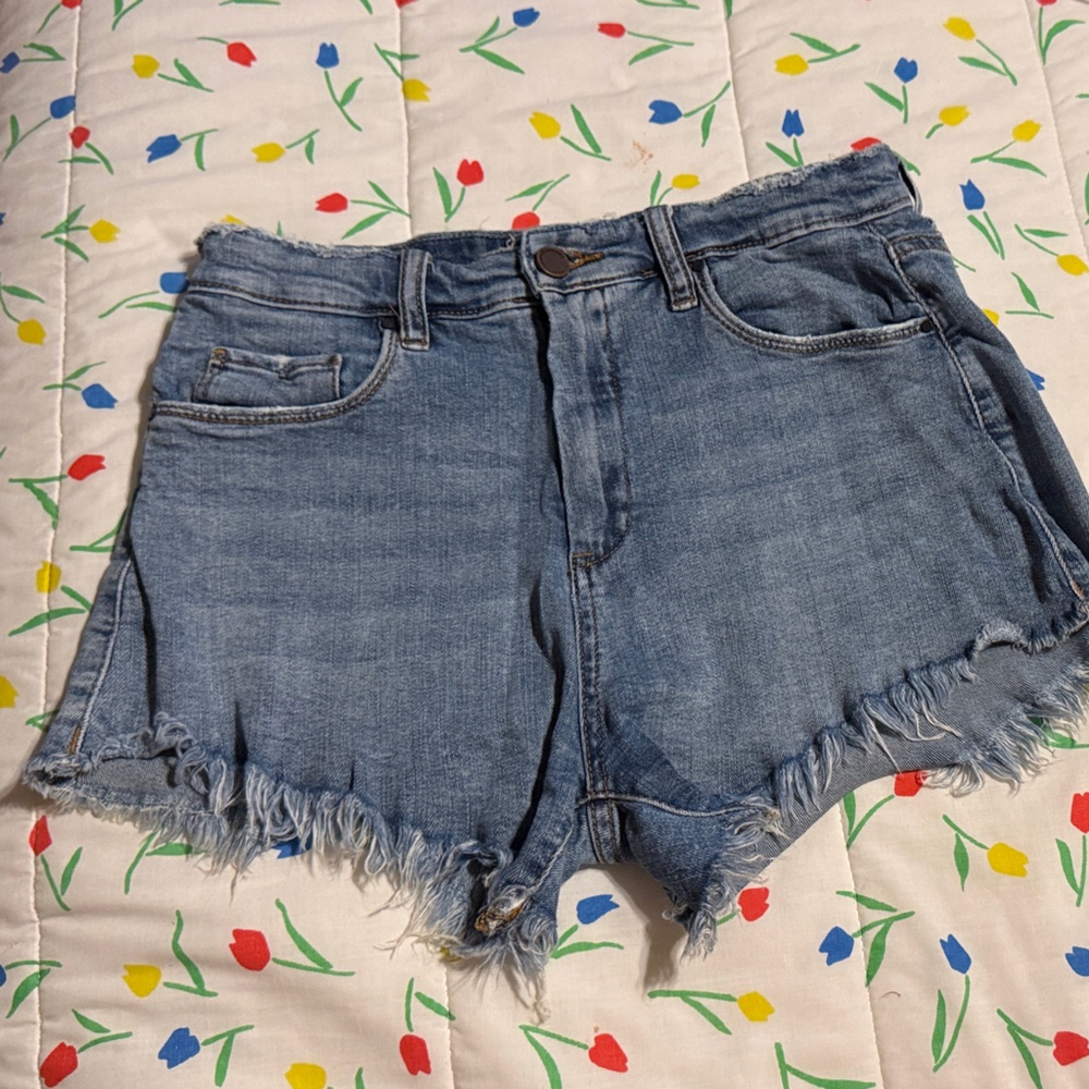 Blank NYC Blue Frayed Jean Shorts